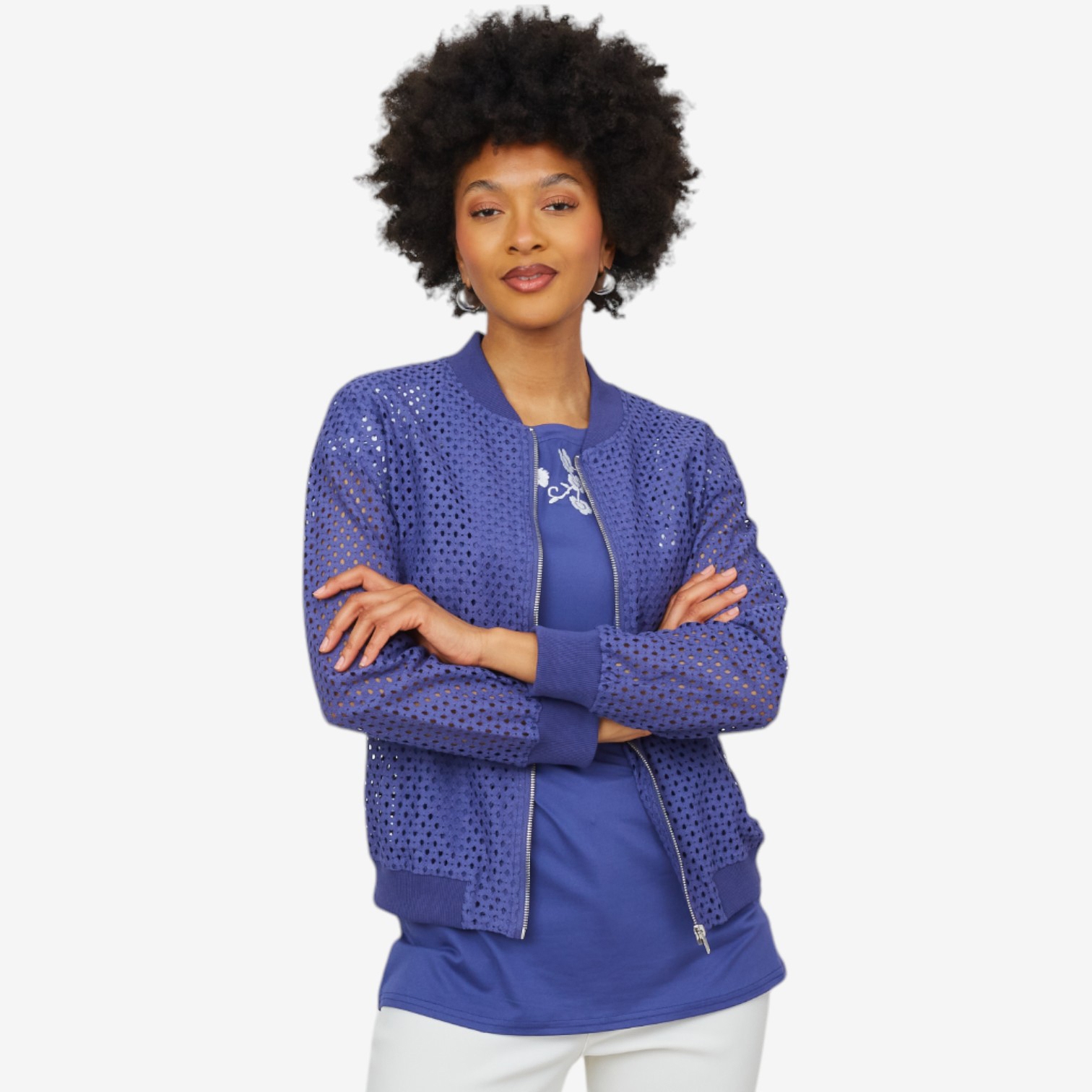 Nina Leonard Round Neck Long Sleeve Soft Mesh Top - TSC.ca