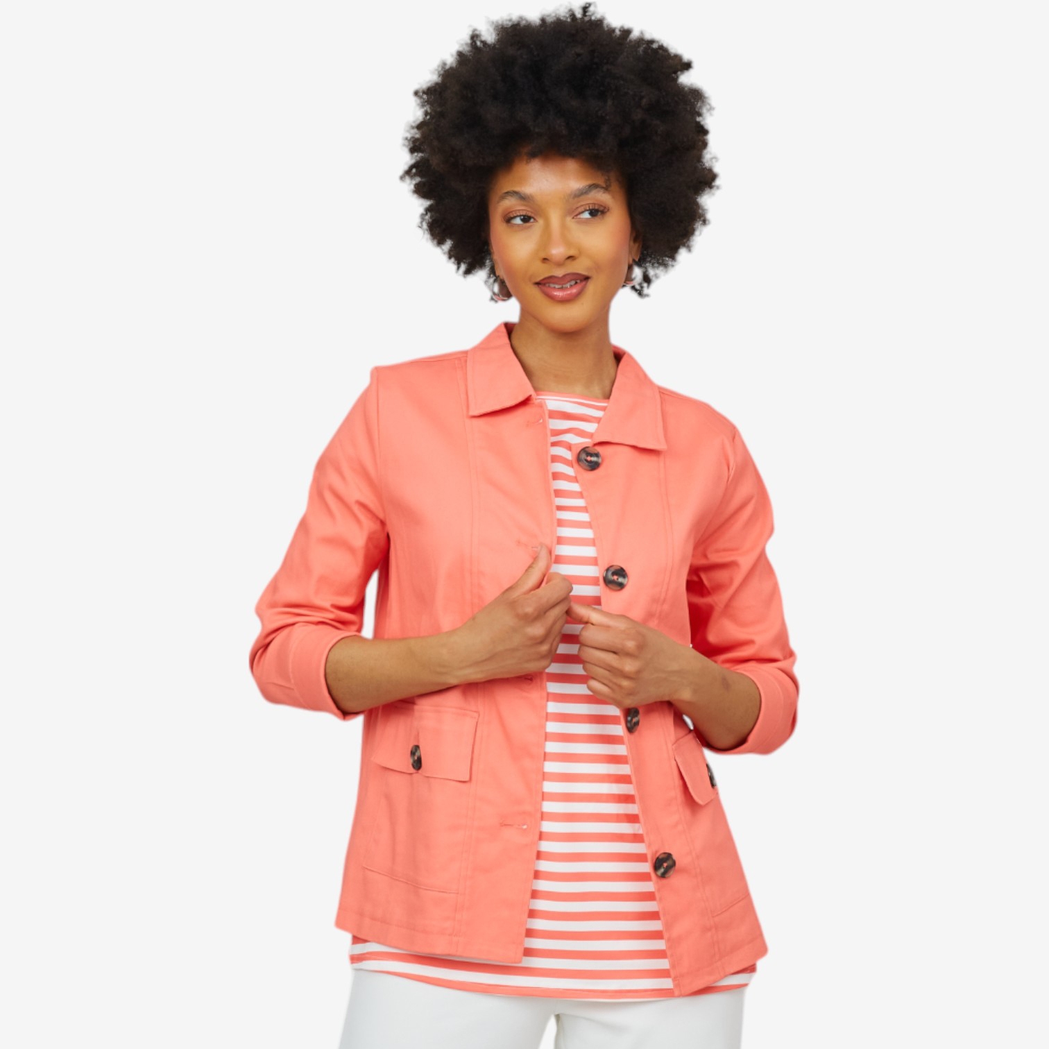 Orange Fashion Village Bamboo Tunic With Button Detail - TSC.ca