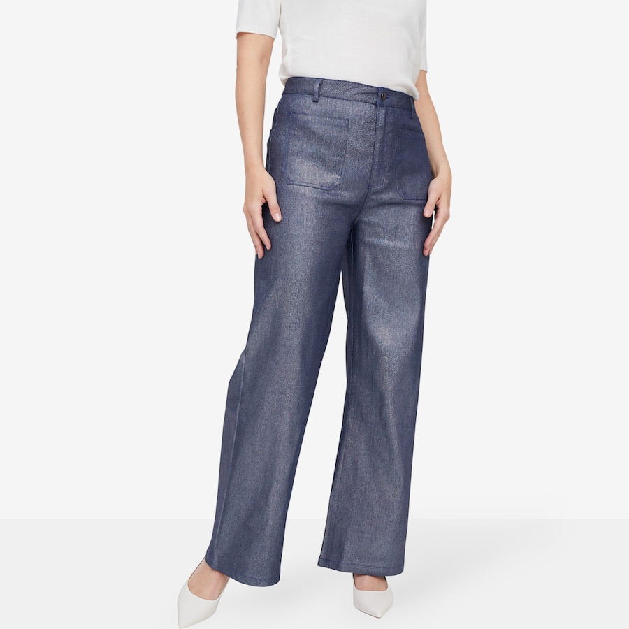 Image 103584_BLU.jpg, Product 103-584 / Price $49.88, Guillaume Metallic Denim Wide Leg Jeans  from Guillaume on TSC.ca's Fashion department