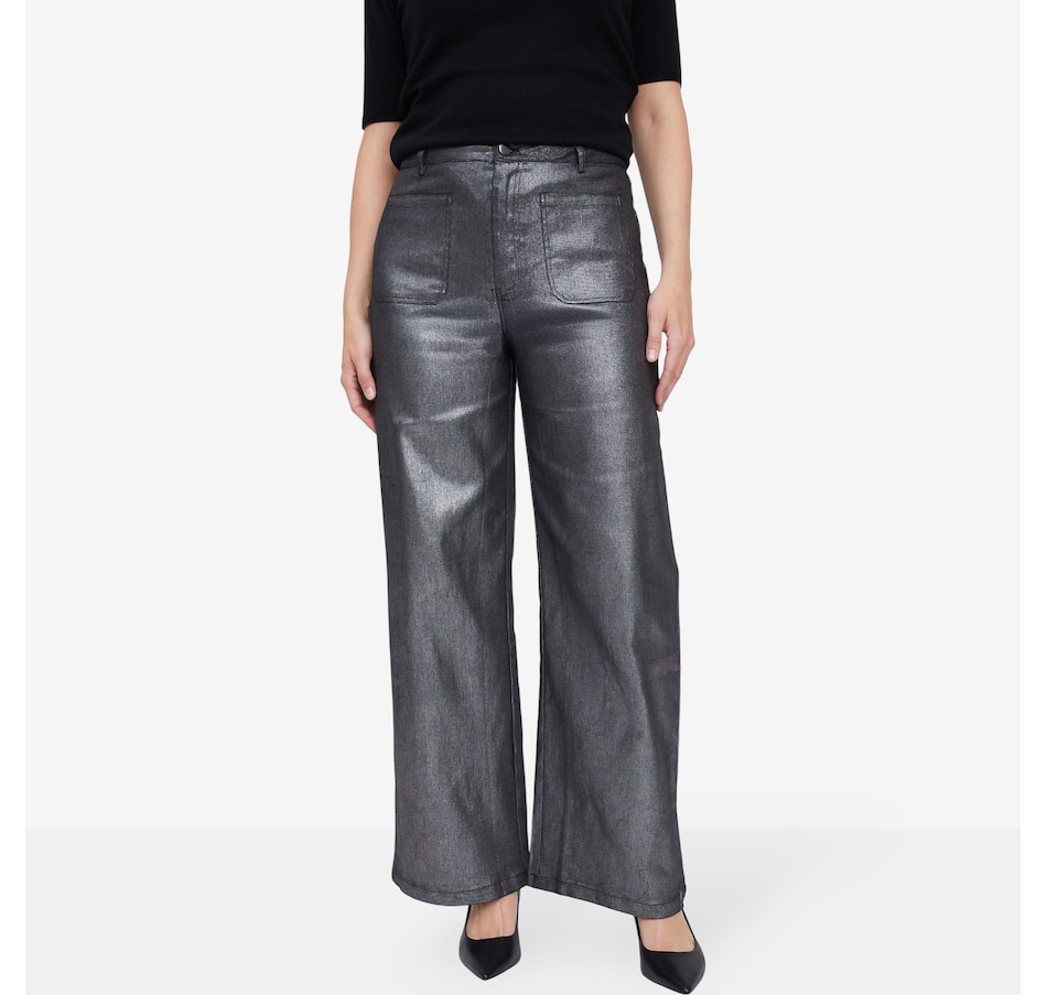 Image 103584_SIL.jpg, Product 103-584 / Price $89.99, Guillaume Metallic Denim Wide Leg Jeans from Guillaume on TSC.ca's Fashion department