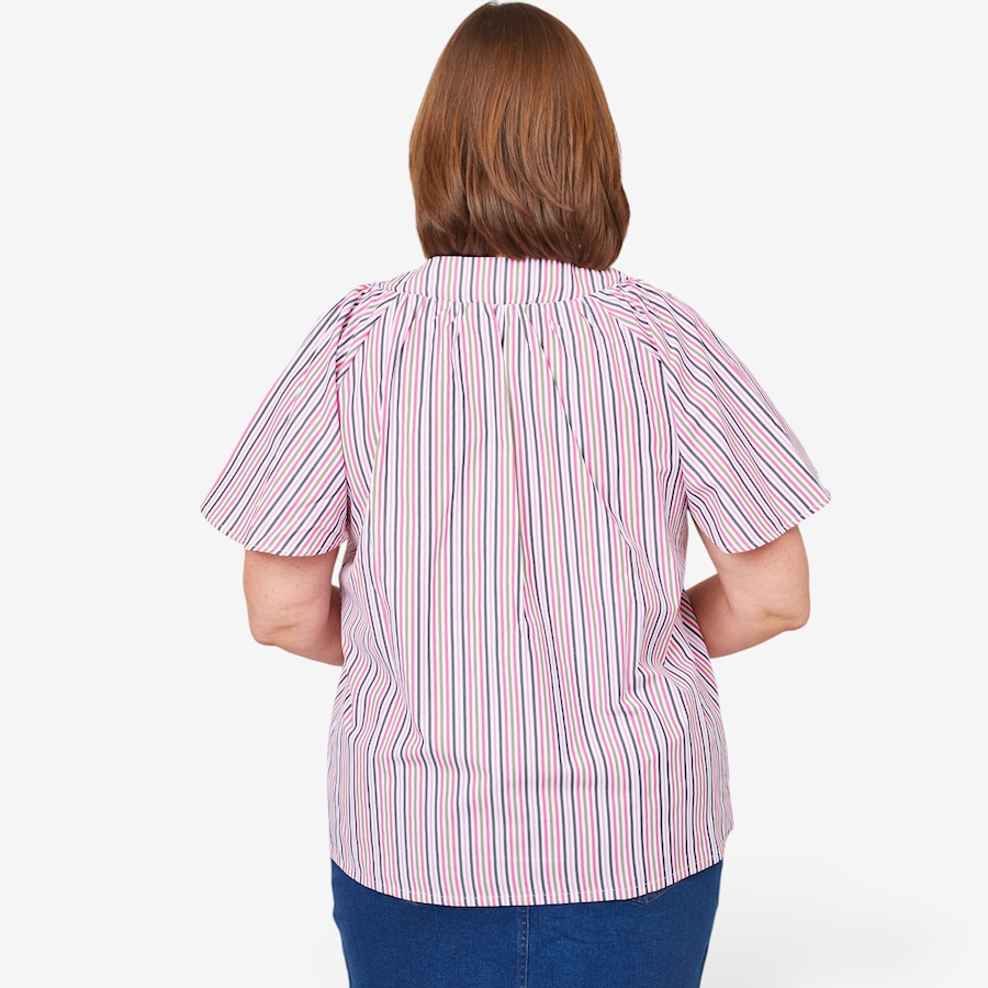 Image 103731_ALTMORE3.jpg, Product 103-731 / Price $29.33, Isaac Mizrahi Split V-Neck Flounce Sleeve Top from Isaac Mizrahi New York on TSC.ca's Fashion department
