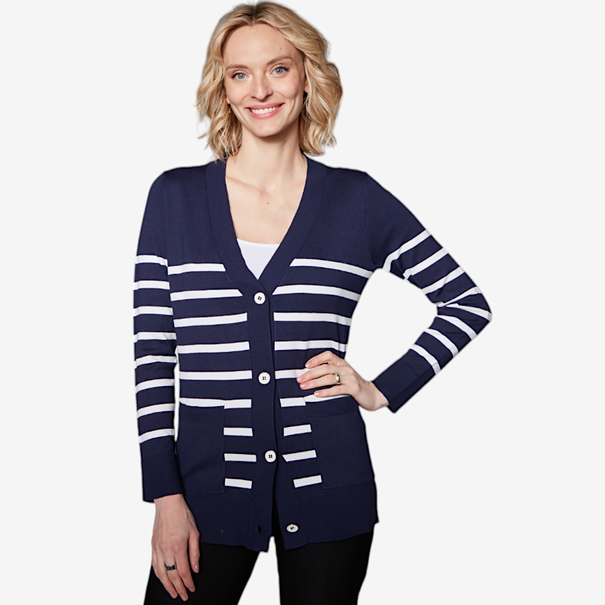 Isaac Mizrahi Striped Cardigan Sweater - TSC.ca