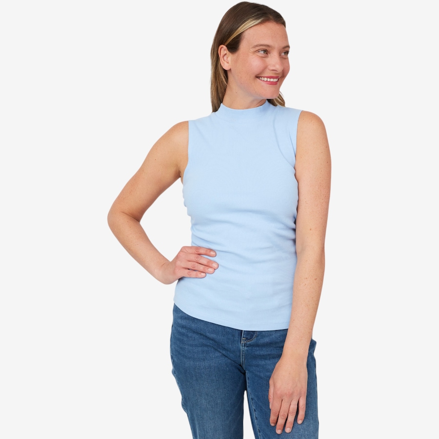 Image 103738_LTB.jpg, Product 103-738 / Price $24.33, Isaac Mizrahi Ruched Sleeveless Cotton Rib Top from Isaac Mizrahi New York on TSC.ca's Fashion department