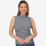 Isaac Mizrahi Ruched Sleeveless Cotton Rib Top