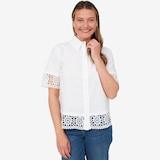 Isaac Mizrahi Crochet Trim Embroidered Shirt Jacket