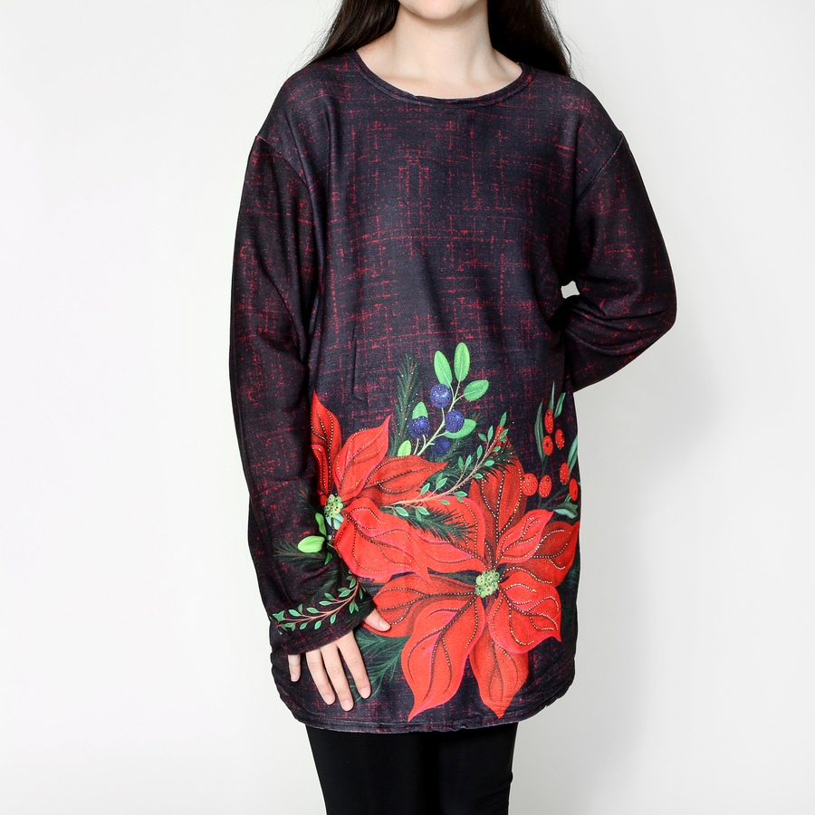 Image 103804_PONTS.jpg, Product 103-804 / Price $15.33, Red Coral Tunic Length Holiday Bling Sweater from Red Coral Fashions on TSC.ca's Fashion department