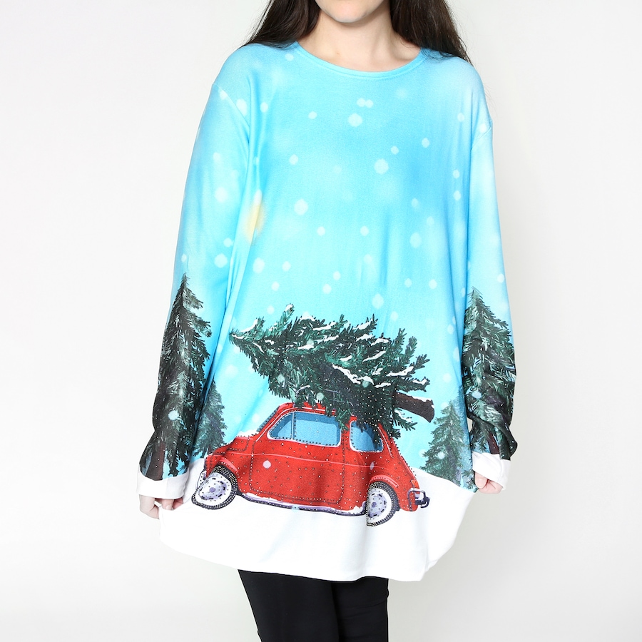 Image 103804_RCAR.jpg, Product 103-804 / Price $15.33, Red Coral Tunic Length Holiday Bling Sweater from Red Coral Fashions on TSC.ca's Fashion department