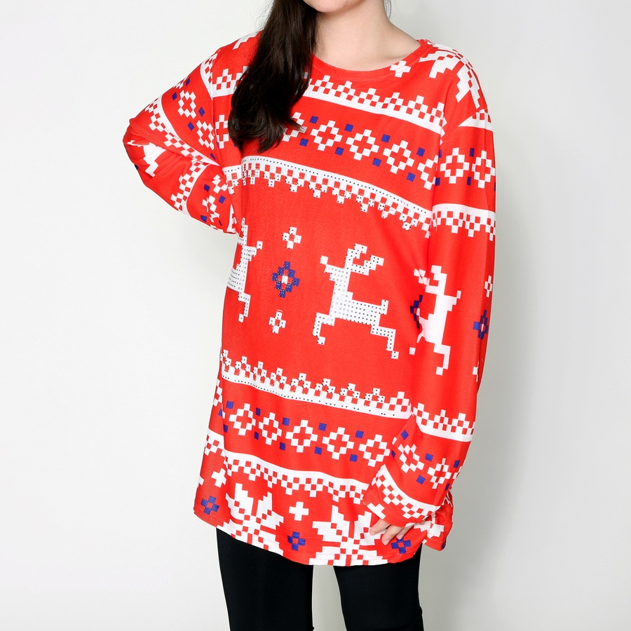 Image 103805_RED.jpg, Product 103-805 / Price $15.33, Red Coral Holiday Bling Tunic Length Sweater from Red Coral Fashions on TSC.ca's Fashion department