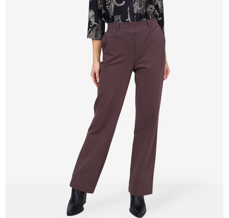 Image 103828_CHBRN.jpg, Product 103-828 / Price $56.88, Kim & Co. Stretch Ponte Knit Signature Straight Leg Pant from Kim & Co. on TSC.ca's Fashion department