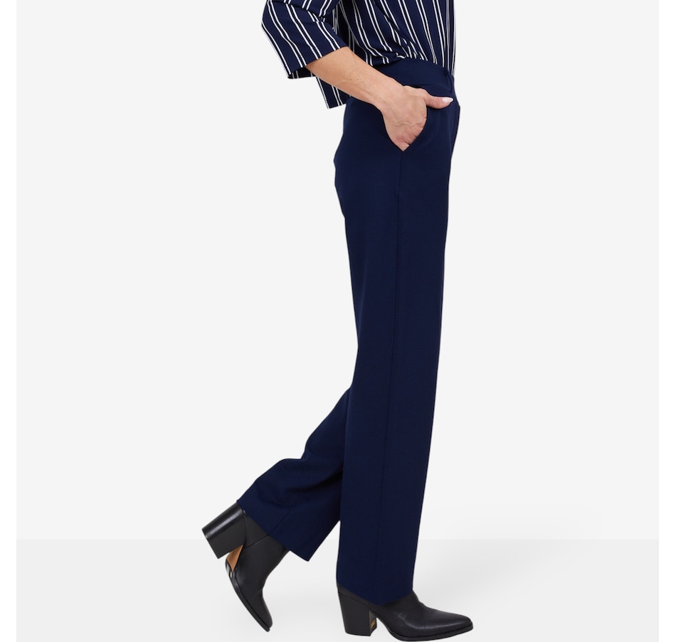 Image 103828_NVY.jpg, Product 103-828 / Price $56.88, Kim & Co. Stretch Ponte Knit Signature Straight Leg Pant from Kim & Co. on TSC.ca's Fashion department