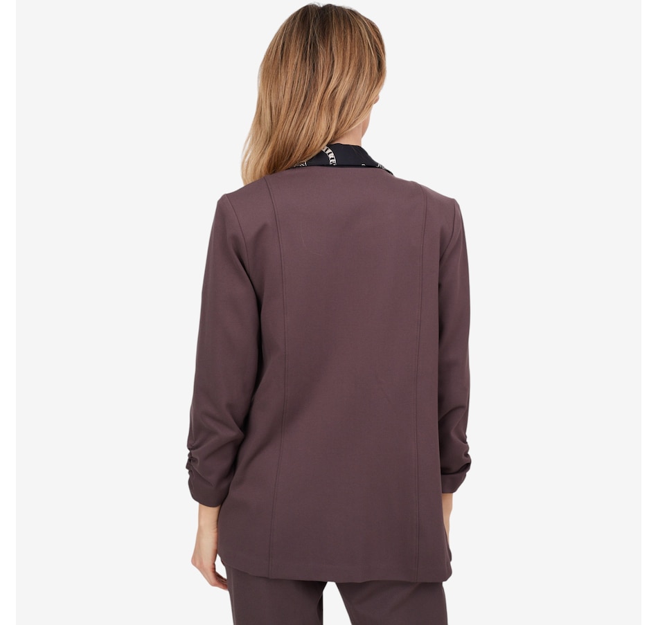 Image 103831_ALTMORE3.jpg, Product 103-831 / Price $56.88, Kim & Co. Stretch Ponte Knit 3/4 Ruched Sleeve Blazer from Kim & Co. on TSC.ca's Fashion department