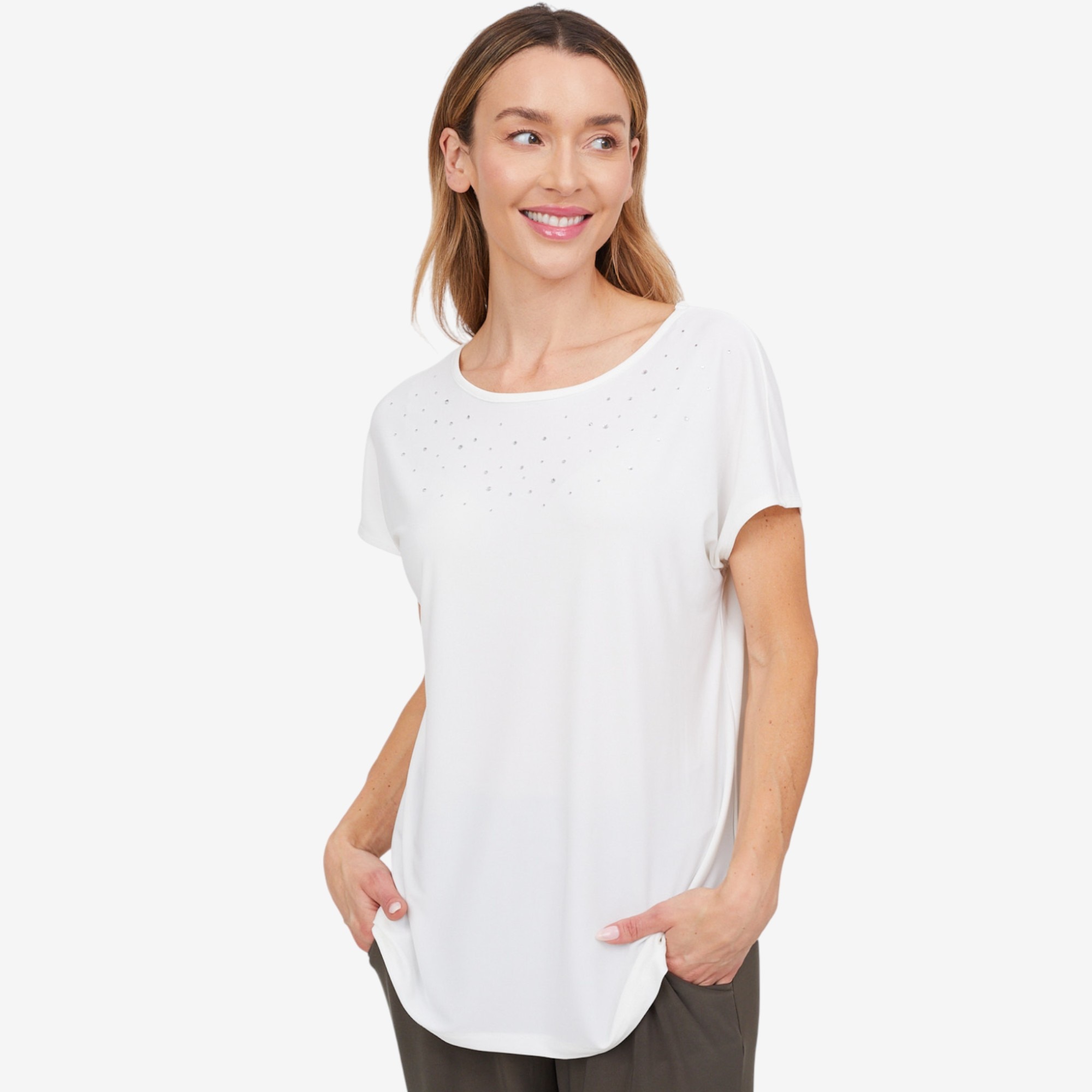 theredthread S layered dolman knit bk×wh theredthread S layered dolman knit