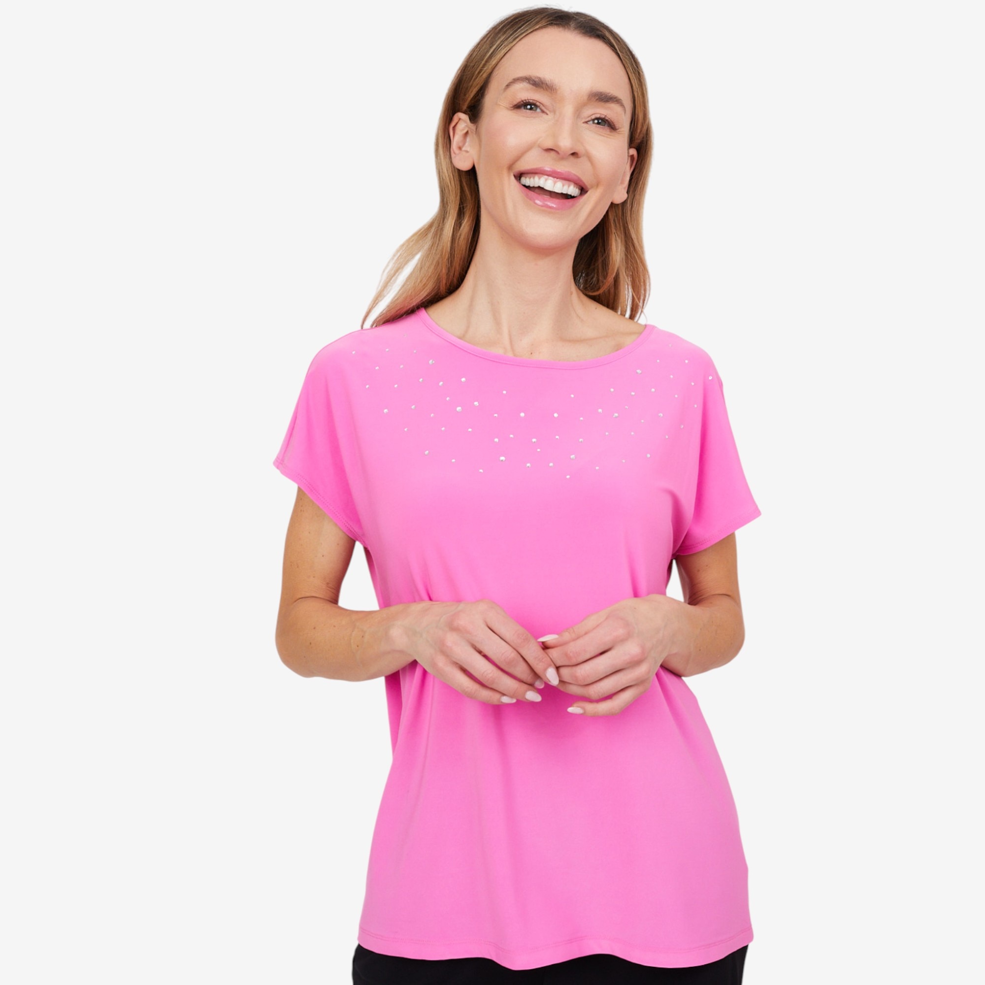 Kim & Co. Deluxe Brazil Knit Short Sleeve Dolman Sleeve