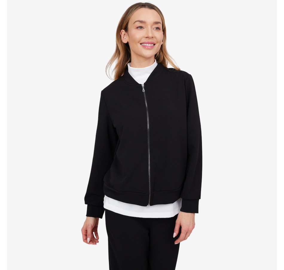 Image 103835_ALTMORE1.jpg, Product 103-835 / Price $59.88, Kim & Co. Ponte Crepe Bomber Jacket with Pockets from Kim & Co. on TSC.ca's Fashion department