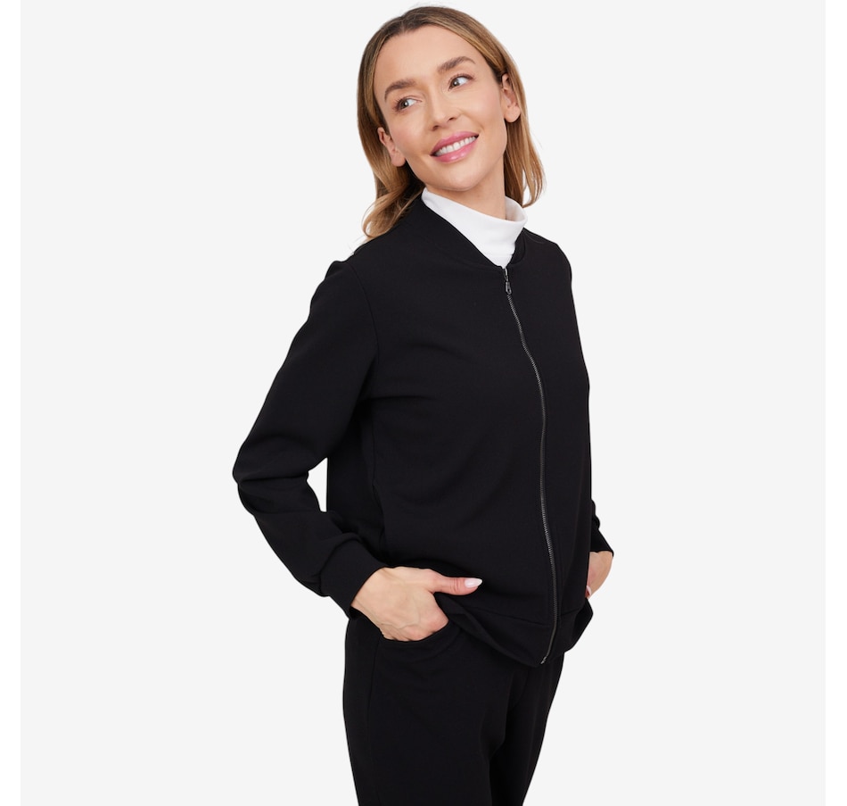 Image 103835_ALTMORE2.jpg, Product 103-835 / Price $59.88, Kim & Co. Ponte Crepe Bomber Jacket with Pockets from Kim & Co. on TSC.ca's Fashion department
