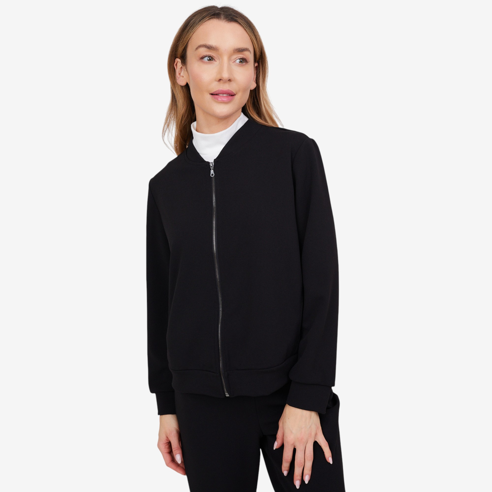 Kim & Co. Ponte Crepe Bomber Jacket with Pockets - TSC.ca