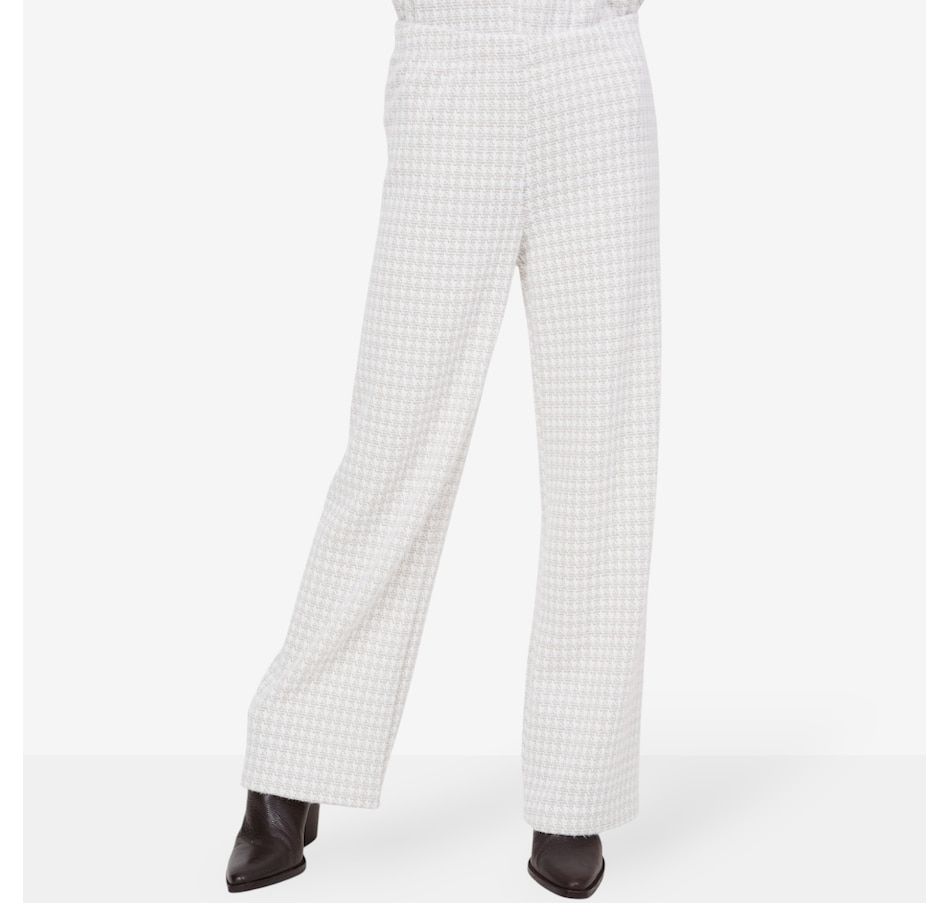 Image 103841_LATMI.jpg, Product 103-841 / Price $44.88, Kim & Co. Houndstooth Sweater Jacquard Seamfree Kati Straight Leg Trouser from Kim & Co. on TSC.ca's Fashion department