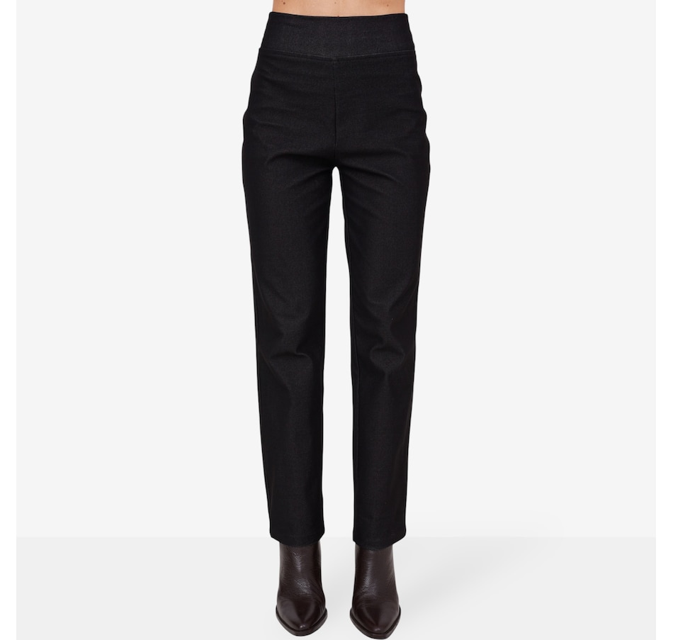 Image 103844_BLK.jpg, Product 103-844 / Price $44.88, Kim & Co. Deluxe Denim Knit Wide Waistband Claire Narrow Lego Trouser from Kim & Co. on TSC.ca's Fashion department