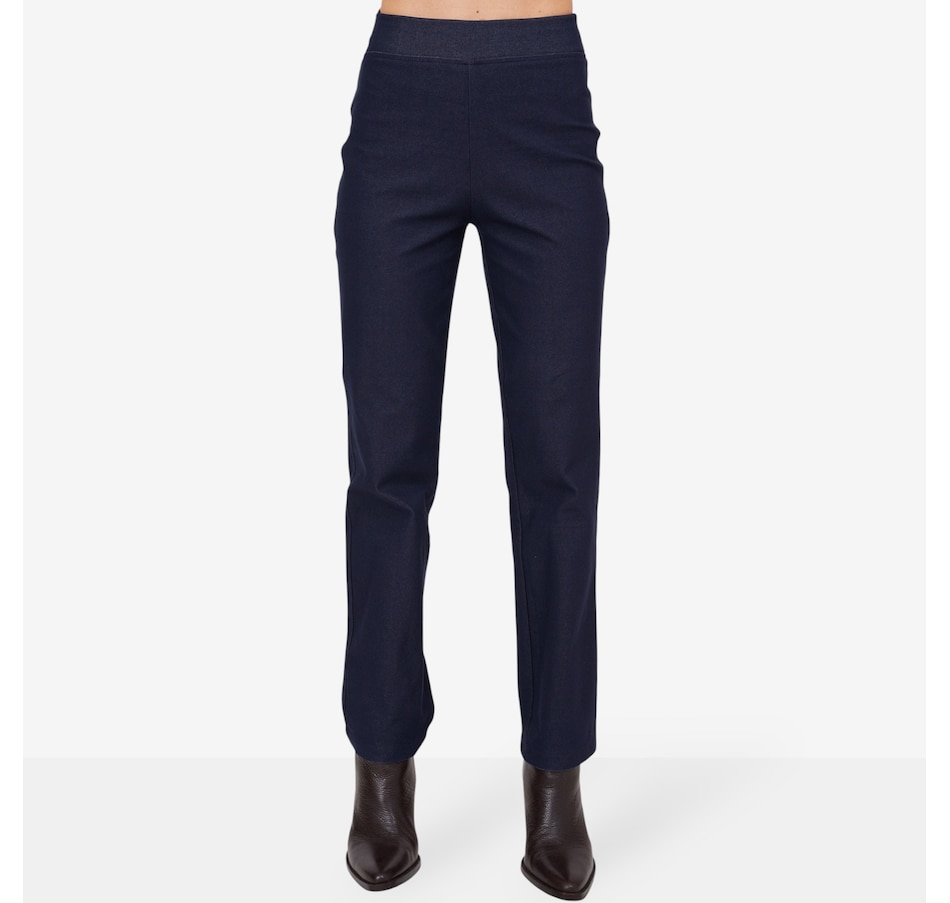 Image 103844_MID.jpg, Product 103-844 / Price $44.88, Kim & Co. Deluxe Denim Knit Wide Waistband Claire Narrow Lego Trouser from Kim & Co. on TSC.ca's Fashion department