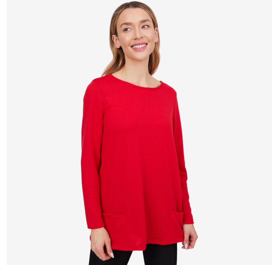 Image 103846_RED.jpg, Product 103-846 / Price $39.88, Kim & Co. Soft Touch Long Sleeve Tunic with Pockets from Kim & Co. on TSC.ca's Fashion department