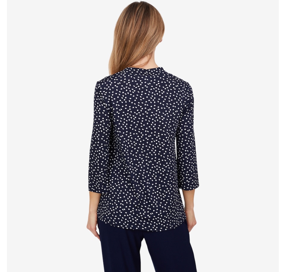 Image 103848_ALTMORE3.jpg, Product 103-848 / Price $39.88, Kim & Co. Printed Brazil Knit 3/4 Sleeve Twist Neckline Keyhole Top from Kim & Co. on TSC.ca's Fashion department