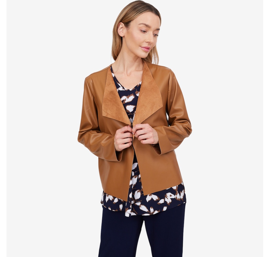 Image 103849_ALTMORE1.jpg, Product 103-849 / Price $59.88, Kim & Co. Soft Vegan Leather Long Sleeve Edge to Edge Jacket from Kim & Co. on TSC.ca's Fashion department