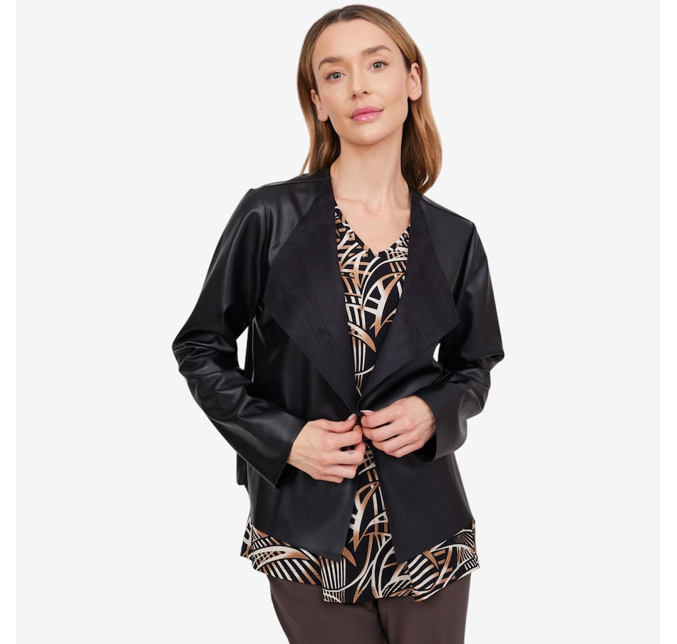 Image 103849_BLK.jpg, Product 103-849 / Price $59.88, Kim & Co. Soft Vegan Leather Long Sleeve Edge to Edge Jacket from Kim & Co. on TSC.ca's Fashion department