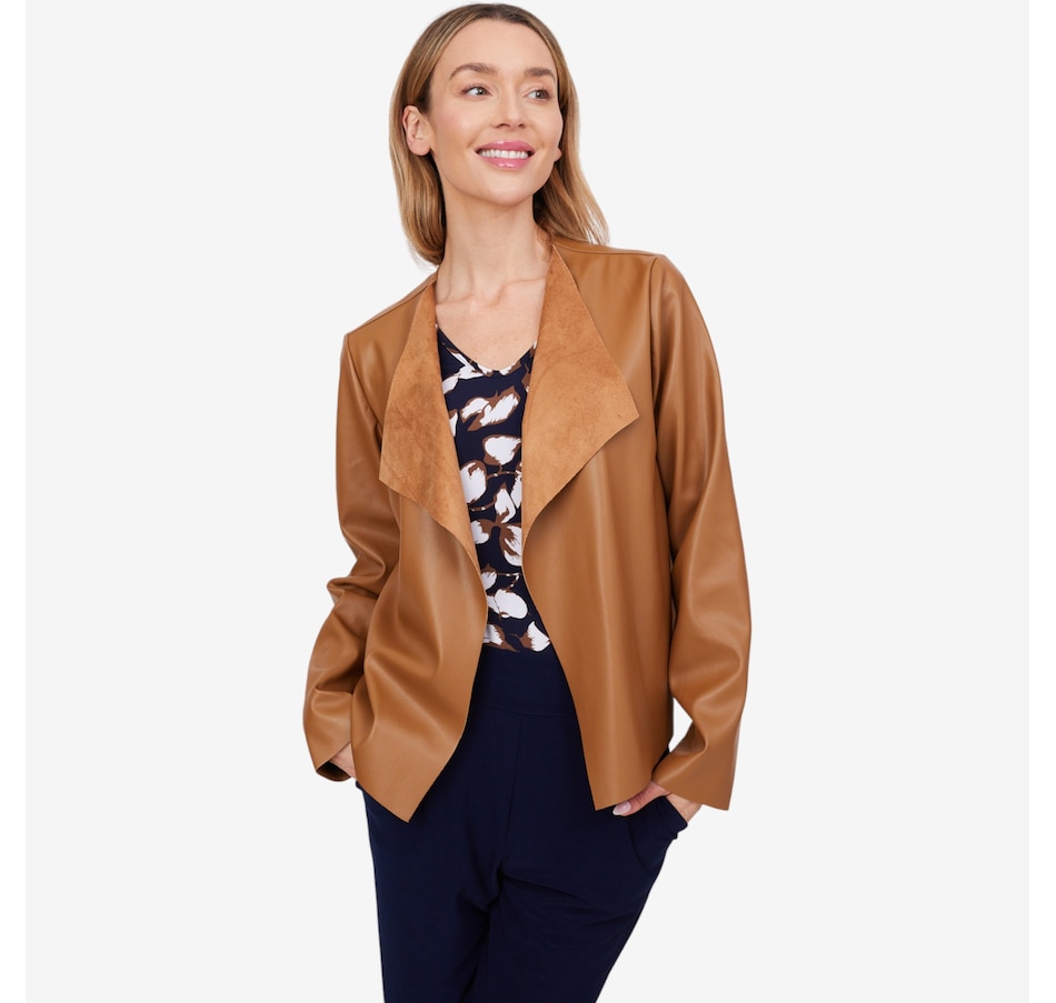 Image 103849_DPCAM.jpg, Product 103-849 / Price $59.88, Kim & Co. Soft Vegan Leather Long Sleeve Edge to Edge Jacket from Kim & Co. on TSC.ca's Fashion department