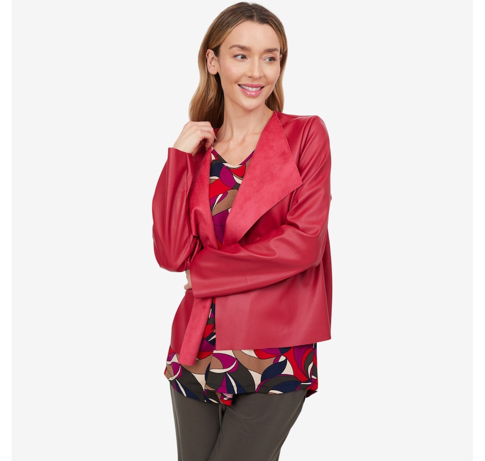 Image 103849_RED.jpg, Product 103-849 / Price $59.88, Kim & Co. Soft Vegan Leather Long Sleeve Edge to Edge Jacket from Kim & Co. on TSC.ca's Fashion department