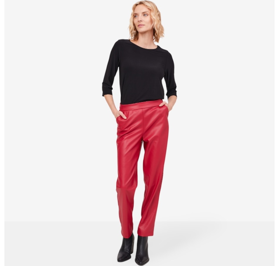 Image 103853_RED.jpg, Product 103-853 / Price $54.88, Kim & Co. Soft Vegan Leather Nova Narrow Leg Pant with Pockets from Kim & Co. on TSC.ca's Fashion department