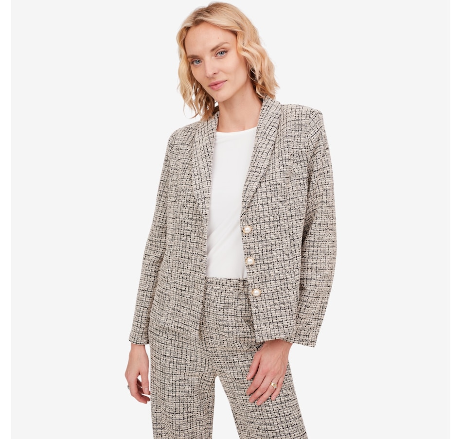 Image 103854_ALTMORE2.jpg, Product 103-854 / Price $59.88, Kim & Co. Mini Plaid Boucle Knit Long Sleeve Jacket from Kim & Co. on TSC.ca's Fashion department