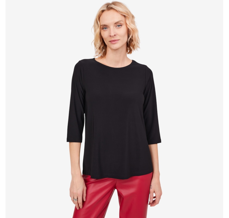 Image 103855_BLK.jpg, Product 103-855 / Price $29.88, Kim & Co. Deluxe Brazil Knit 3/4 Sleeve Essential Top from Kim & Co. on TSC.ca's Fashion department