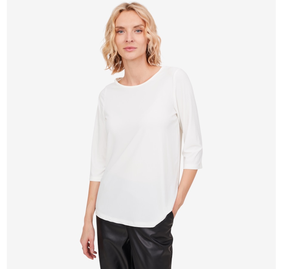 Image 103855_ECR.jpg, Product 103-855 / Price $29.88, Kim & Co. Deluxe Brazil Knit 3/4 Sleeve Essential Top from Kim & Co. on TSC.ca's Fashion department