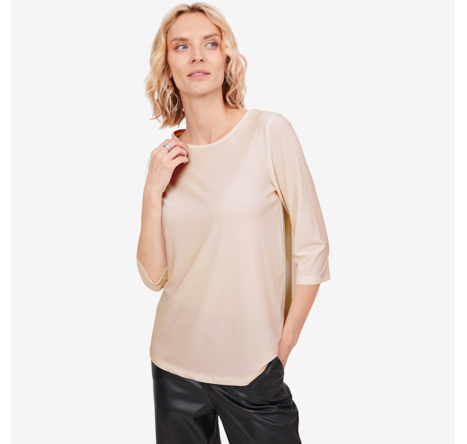 Image 103855_STN.jpg, Product 103-855 / Price $29.88, Kim & Co. Deluxe Brazil Knit 3/4 Sleeve Essential Top from Kim & Co. on TSC.ca's Fashion department