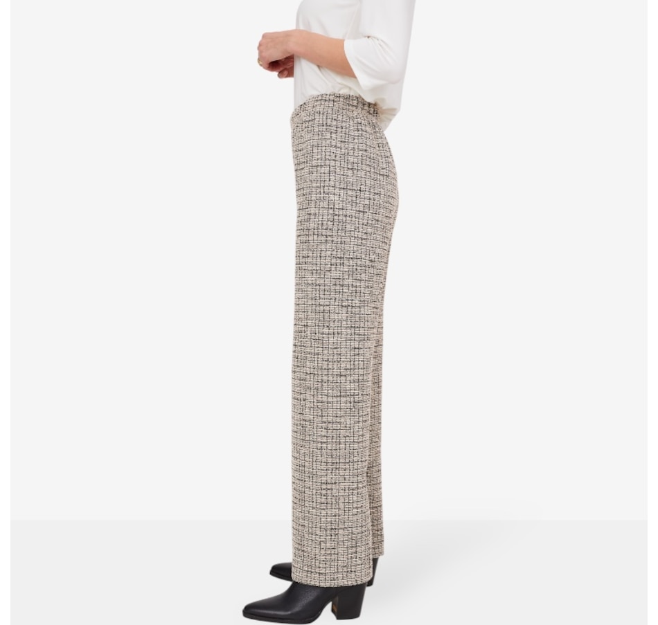 Image 103856_ALTMORE2.jpg, Product 103-856 / Price $44.88, Kim & Co. Mini Plaid Boucle Knit Charlotte Wide Leg Trouser from Kim & Co. on TSC.ca's Fashion department