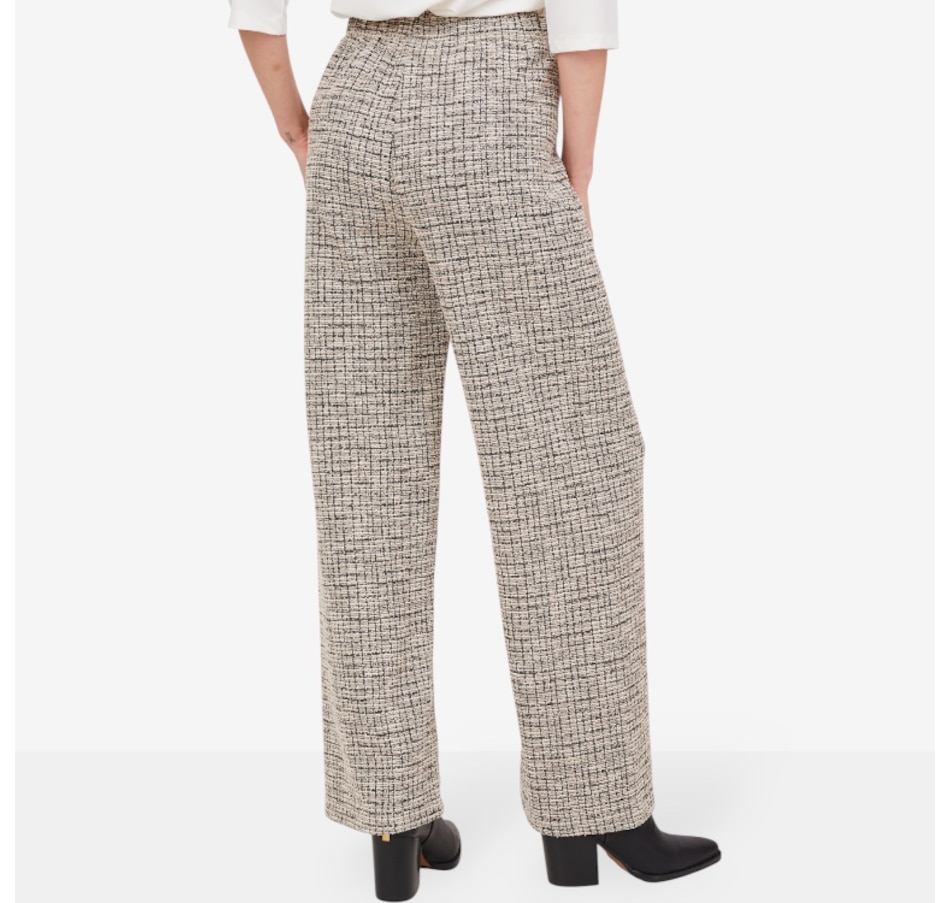Image 103856_ALTMORE3.jpg, Product 103-856 / Price $44.88, Kim & Co. Mini Plaid Boucle Knit Charlotte Wide Leg Trouser from Kim & Co. on TSC.ca's Fashion department