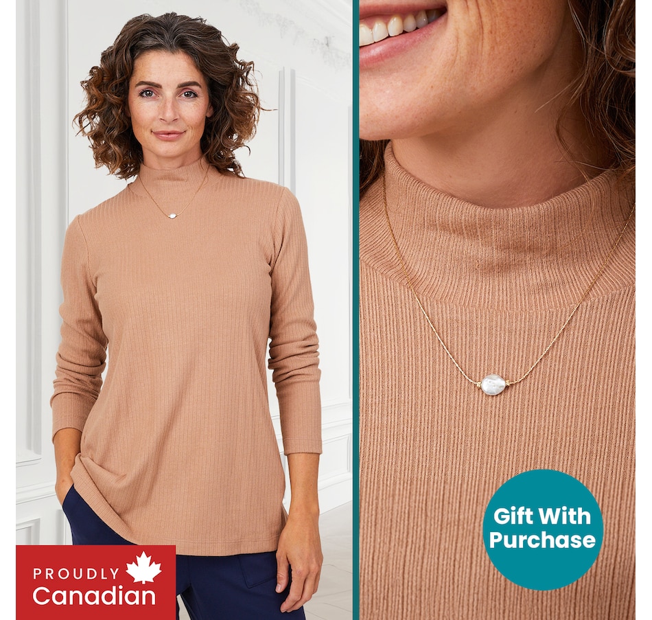 Image 103915_ALTMORE100.jpg, Product 103-915 / Price $59.88, Mr. Max Ultra Soft Ivy Knit Mock Neck Top with Genuine Freshwater Pearl Necklace from Mr. Max on TSC.ca's Fashion department