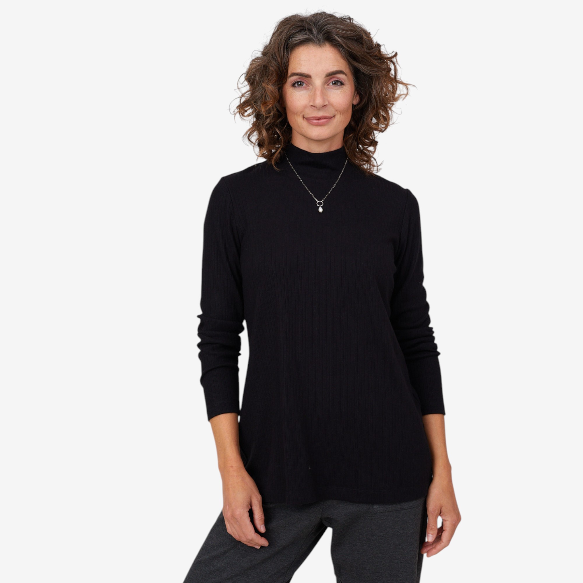 Mr. Max Ultra Soft Ivy Knit Mock Neck Top with Genuine Freshwater