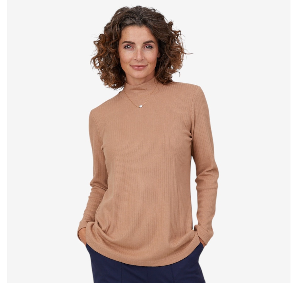 Image 103915_CML.jpg, Product 103-915 / Price $59.88, Mr. Max Ultra Soft Ivy Knit Mock Neck Top with Genuine Freshwater Pearl Necklace from Mr. Max on TSC.ca's Fashion department