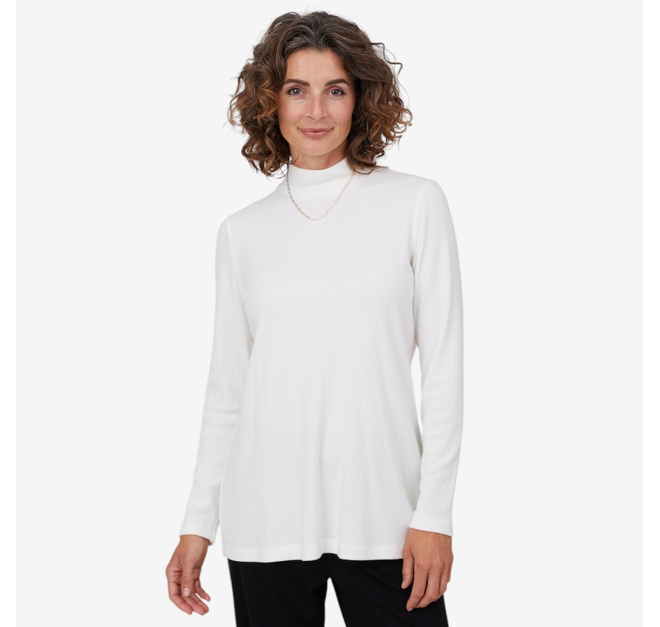 Image 103915_IVR.jpg, Product 103-915 / Price $59.88, Mr. Max Ultra Soft Ivy Knit Mock Neck Top with Genuine Freshwater Pearl Necklace from Mr. Max on TSC.ca's Fashion department