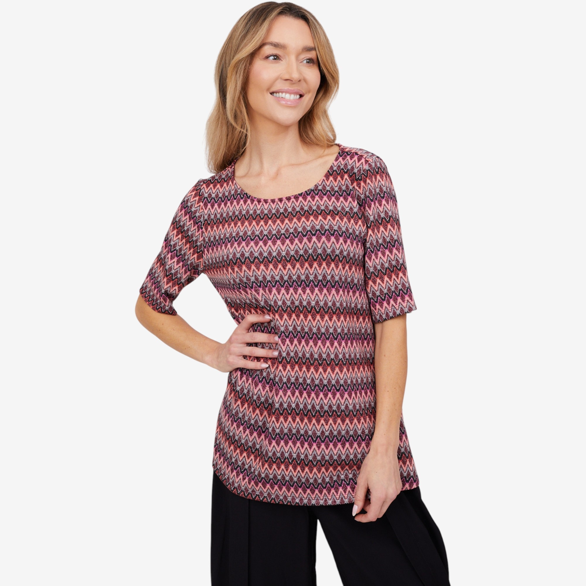 トップス MAISON EUREKA KNOT FLOCKY LOGO BIG T Mr. Max Zig Zag Lurex Soft Sweater Knit Top - TSC.ca