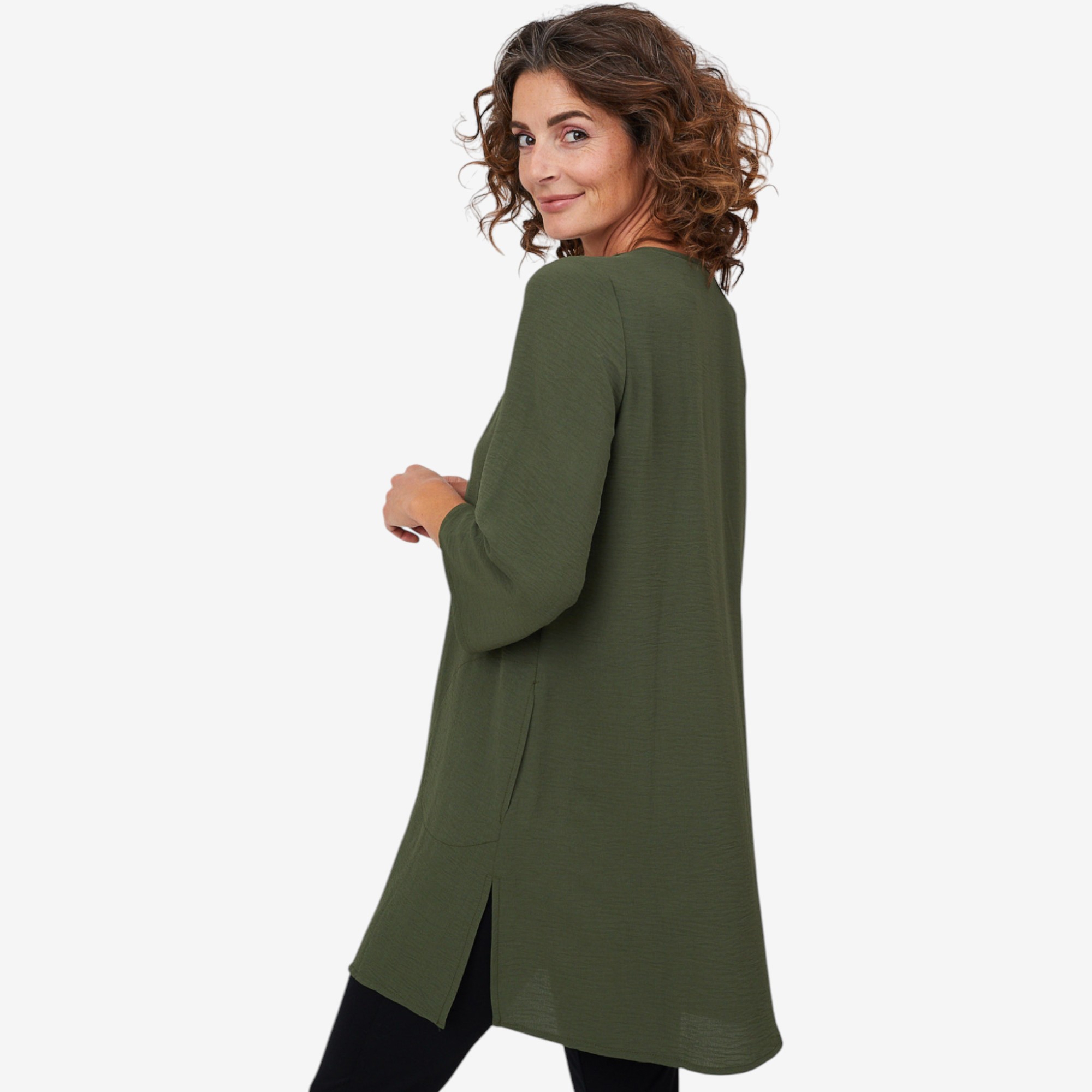 Mr. Max Airflow Button Front Long Susan Shirt with Side Slits - TSC.ca