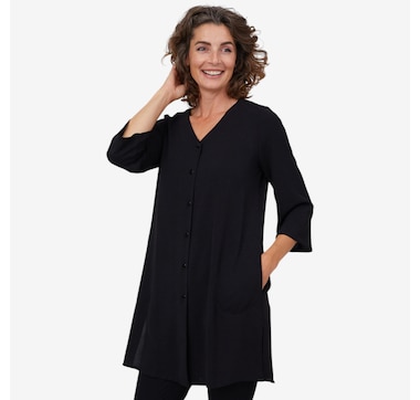 Mr. Max Airflow Button Front Long Susan Shirt with Side Slits