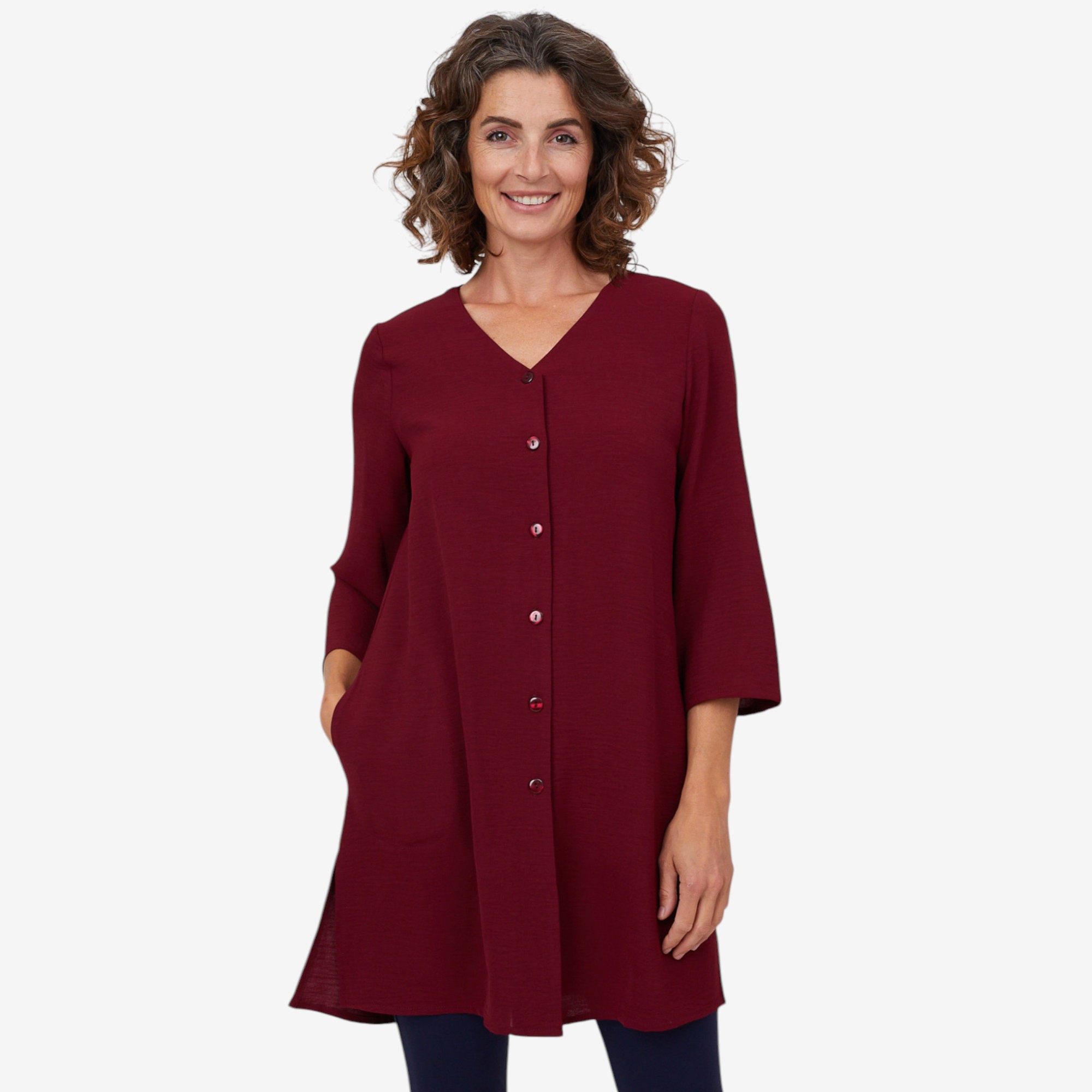 Mr. Max Airflow Button Front Long Susan Shirt with Side Slits - TSC.ca