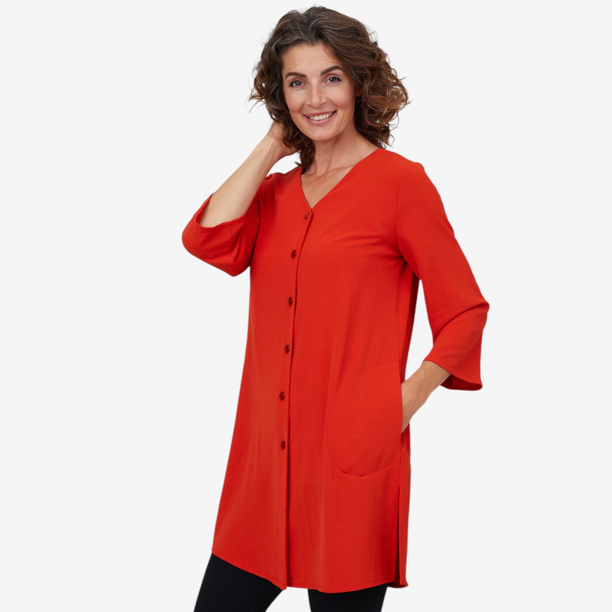 Mr. Max Airflow Button Front Long Susan Shirt with Side Slits - TSC.ca