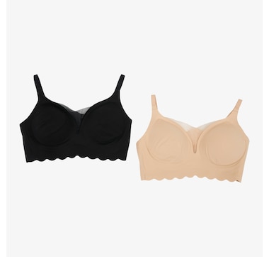 Rhonda Shear Scalloped Gel Bra with Mesh Neckline 2-Pack