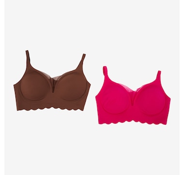 Rhonda Shear Scalloped Gel Bra with Mesh Neckline 2-Pack