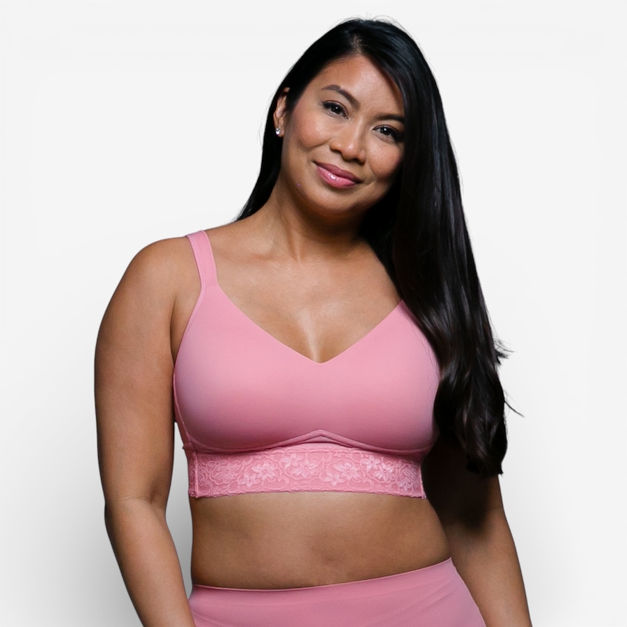 Image 104018_MVGLW.jpg, Product 104-018 / Price $42.00, Rhonda Shear Molded Cup Bra with Lace Trim from Rhonda Shear Shapewear on TSC.ca's Fashion department