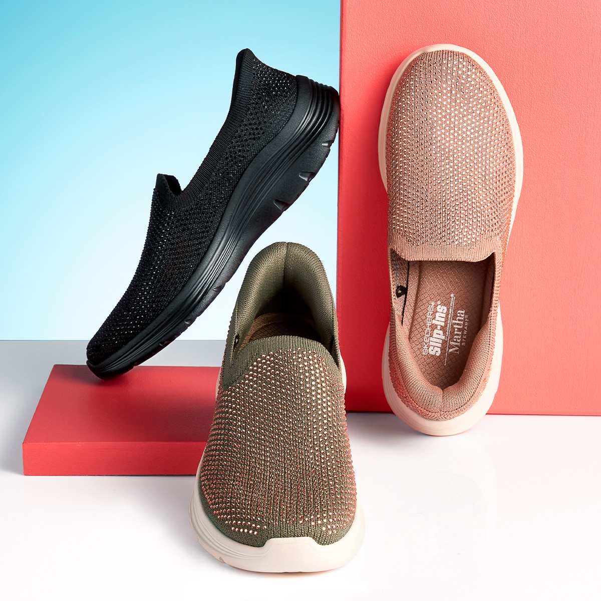 Skechers Martha Stewart Rhinestone Knit Slip-Ins with Air