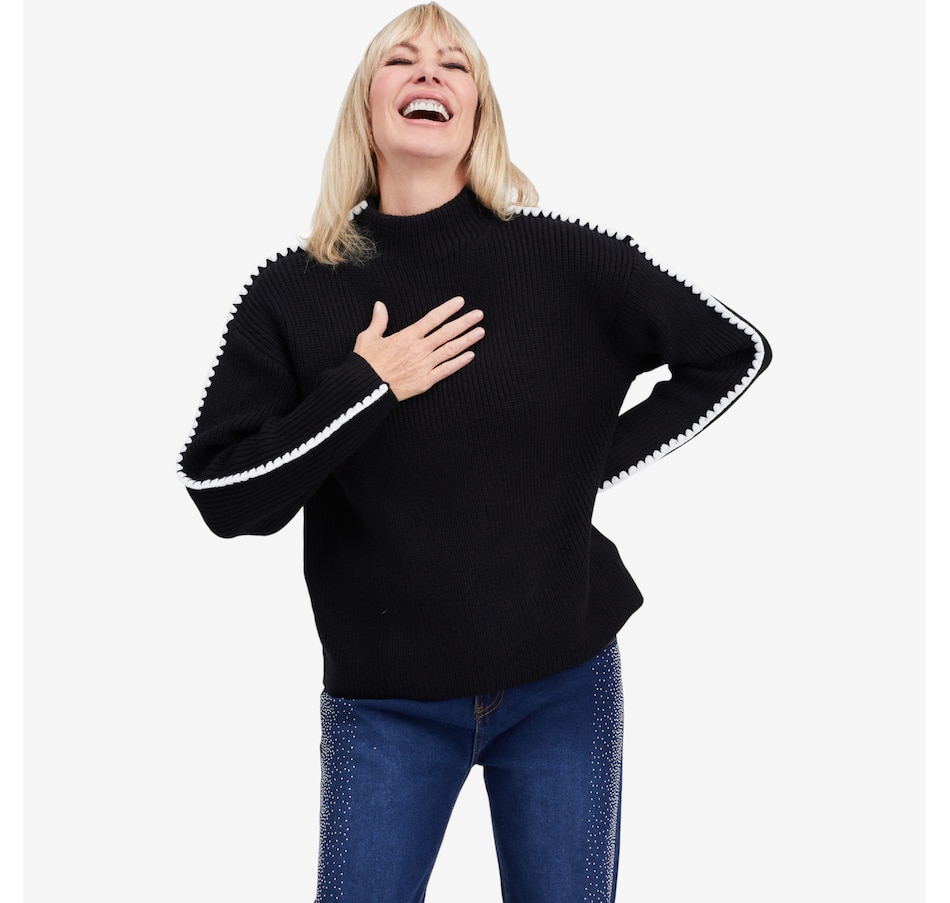 Image 104049_ALTMORE2.jpg, Product 104-049 / Price $160.00, Brian Bailey Knit Mockneck Top with Contrast Crochet Sleeve Detail from Brian Bailey on TSC.ca's Fashion department